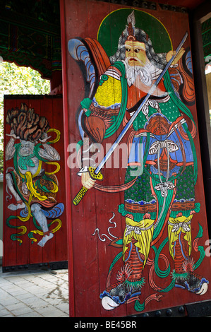 Republic of Korea, Seoul, Bongeunsa Temple, temple door murals Stock Photo