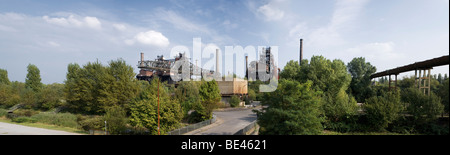 panoramic view of the shut down iron foundry at Duisburg, now transformed into the Landschaftspark Duisburg-Nord Stock Photo