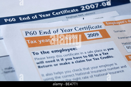 P60 forms, 2009 Stock Photo