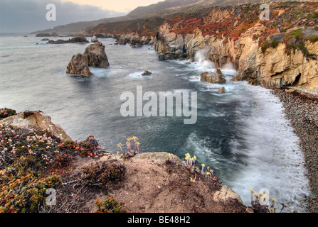 View of the rocky coast from Soberanes Point in Garrapata State Park. Stock Photo