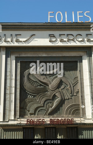 art-deco facade of the folies bergere Paris Stock Photo