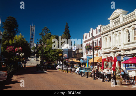 New Zealand - South Island - Nelson - Trafalgar Street - Christ church cathedral in the far end Stock Photo