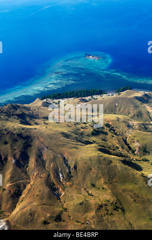 Volcanic island flight from Denpasar, Bali, to Flores, Indonesia, Southeast Asia Stock Photo