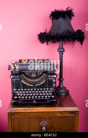 View of an old-fashioned typewriter, circa 1900-1920. Stock Photo