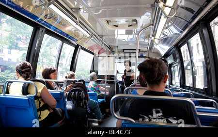 Daily city life: bus ride, New York City, USA Stock Photo
