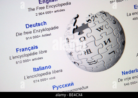Wikipedia, website 2009 Stock Photo