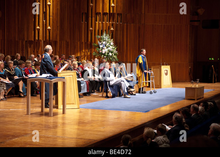 Conferment of Honorary Degree of Doctor of the Open University on Mr Frank Gardner OBE at The Barbican Centre London 18 September 2009 Stock Photo