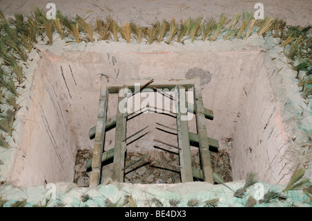 Trap with metal spikes, Viet Cong tunnel system in Cu Chi, Vietnam, Asia Stock Photo