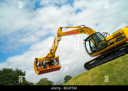 Diggerland theme park in Devon UK where kids and adults can play with diggers and construction vehicles made by JCB Stock Photo