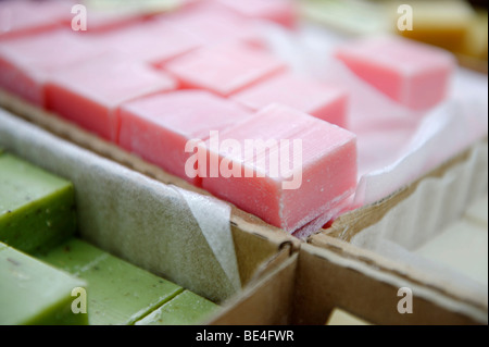 Sheep milk soap with herbs, herbal essences Stock Photo