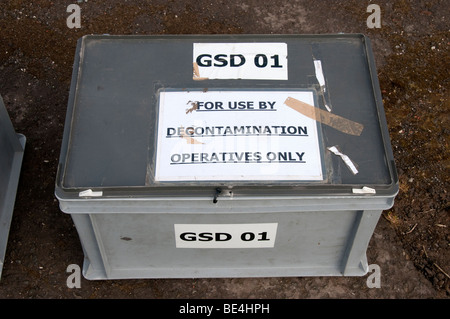 Gas tight Suits in Box for use at Chemical Incidents by Fire & Rescue Service Stock Photo