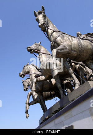 The horses of the Quadriga on the castle arcade, Brunswick, Lower Saxony, Germany, Europe Stock Photo