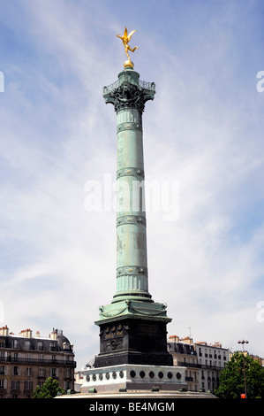 Golden angel on the July Pillar, Place de la Bastille square, Paris, France, Europe Stock Photo