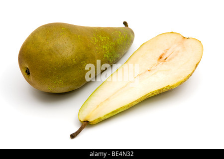 Two pears (Conference) on white Stock Photo