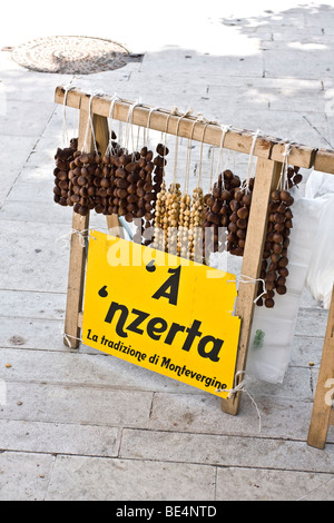 A 'nzerta, traditional way of selling chestnuts and hazelnuts in Montevergine, Mercogliano, Avellino, Campania, Italy, Europe Stock Photo