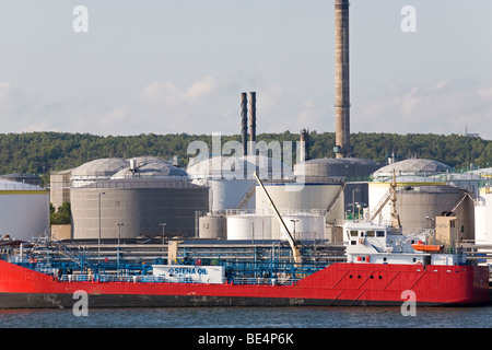 Oil-tanker in Gothenburg harbour Stock Photo