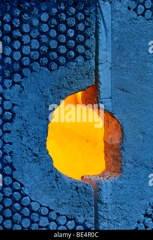 Glass Blowers Glory Hole in Gas Furnace Stock Photo