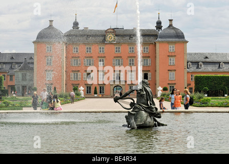 Baroque palace Schwetzingen, garden side with Arionbrunnen fountain, Schwetzingen, Baden-Wuerttemberg, Germany, Europe Stock Photo