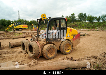 Diggerland theme park in Devon UK where kids and adults can play with diggers and construction vehicles made by JCB Stock Photo