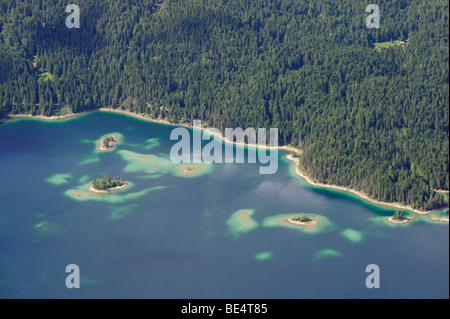 View from Zugspitze Mountain to Lake Eib, district of Garmisch-Partenkirchen, Bavaria, Germany, Europe Stock Photo