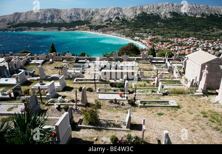 cemetery above baska town, krk island croatia Stock Photo