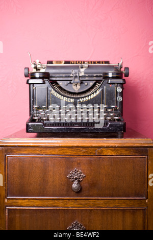 View of an old-fashioned typewriter, circa 1900-1920. Stock Photo