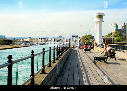Littlehampton, West Sussex, UK. The entrance to the harbour and beach