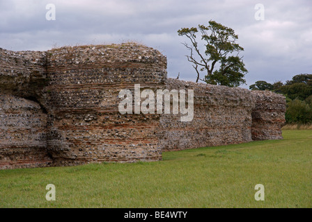 The East wall of Burgh Castle old Roman fort Stock Photo