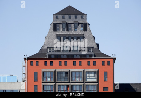 Silo 23 storehouse converted into homes and offices at the Rheinauhafen harbour, Cologne, Rhineland, North Rhine-Westphalia, Ge Stock Photo