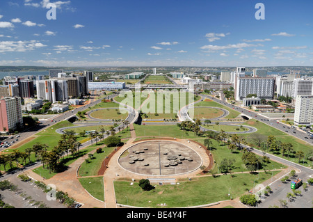View from the television tower on the government district, architect Oscar Niemeyer, Brasilia, Distrito Federal state, Brazil,  Stock Photo
