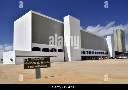 Biblioteca Nacional Leonel de Moura Brizola National Library, architect Oscar Niemeyer, Brasilia, Distrito Federal state, Brazi Stock Photo