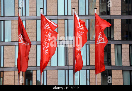 Building of the IG Metall trade union, flags, Frankfurt am Main, Hesse, Germany, Europe Stock Photo