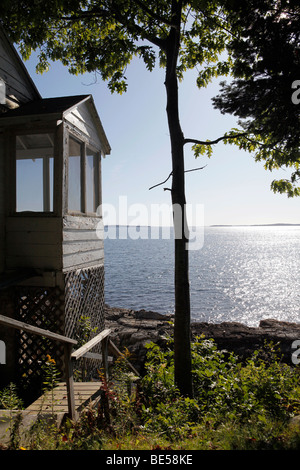 Oceanfront cottage, Camden, Maine Stock Photo