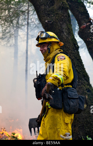 Wildland firefighters at California Lockheed wildfire in Santa Cruz Mountains. CALFIRE/CDF Stock Photo