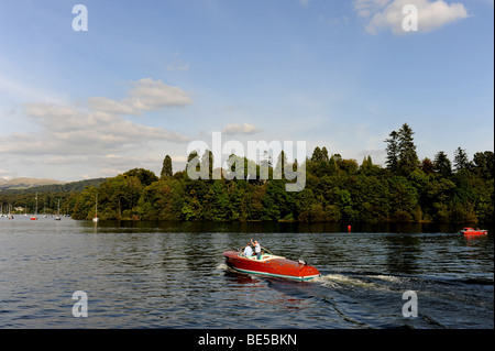 Pleasure boat on Lake Windemere at Bowness in The Lake District in Cumbria UK Stock Photo