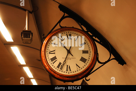 Station clock in the underground station Tooting Broadway, London, England, United Kingdom, Europe Stock Photo