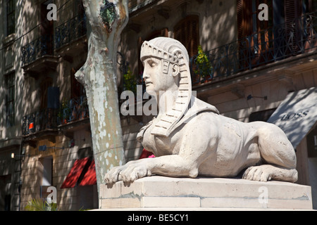 Statue of sphynx in Passeig des Born Palma Mallorca Spain