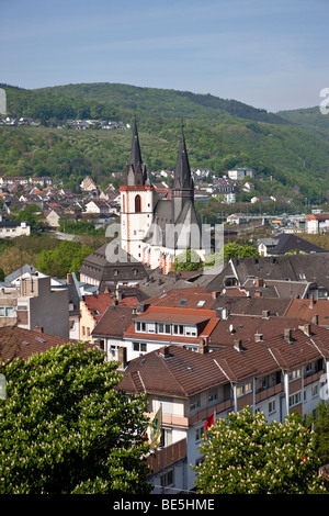 View of Bingen on the Rhine River, Bingen, Rhineland-Palatinate, Germany, Europe Stock Photo