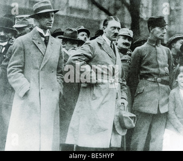 Alfred Rosenberg, Adolf Hitler, Christian Weber and Dr. Weber during the inauguration of a war memorial on November 4th 1923 in Stock Photo