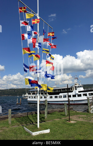 The waterfront and harbor area of Watkins Glen, NY on Seneca Lake, one of the 7 Finger Lakes in mid-central New York State Stock Photo