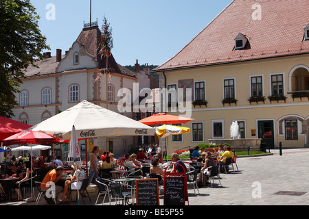 Street café in the town centre of Moedling, Vienna Woods, Lower Austria, Austria, Europe Stock Photo