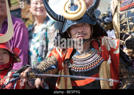 A samurai group from LA's sister city, Nagoya, visit Little Tokyo for Nisei week on Aug. 15th, 2009. Stock Photo
