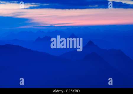View in the early morning from Mount Pilatus on the Alps, Switzerland, Europe Stock Photo