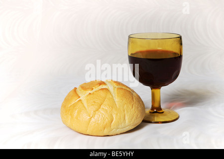 Communion represented by bread and wine Stock Photo