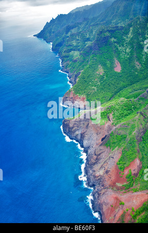 Na Pali coastline from the air. Kauai, Hawaii. Stock Photo