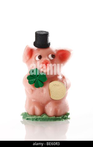 Marzipan pig, lucky pig made of marzipan Stock Photo