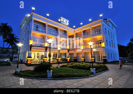 Resort hotel complex with lighting, dark evening sky, Phu Quoc, Vietnam, Asia Stock Photo