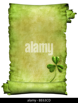 Roll of parchment with shamrock Stock Photo