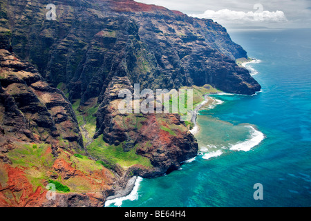 Na Pali coastline from the air. Kauai, Hawaii. Stock Photo