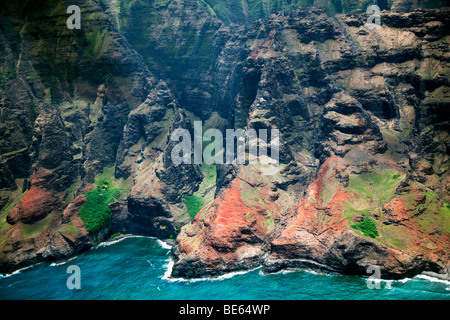 Na Pali coastline from the air. Kauai, Hawaii. Stock Photo